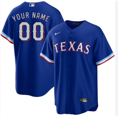 Men MLB 2023 Texas Rangers Custom Blue Alternate NIKE Jersey->customized mlb jersey->Custom Jersey